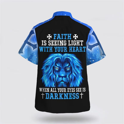 Christian Hawaiian Shirt, Faith Is Seeing Light Lion Hawaiian Shirt, Christian Aloha Shirt