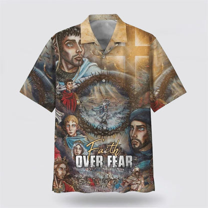 Christian Hawaiian Shirt, Faith Over Fear Hawaiian Shirt, Christian Aloha Shirt