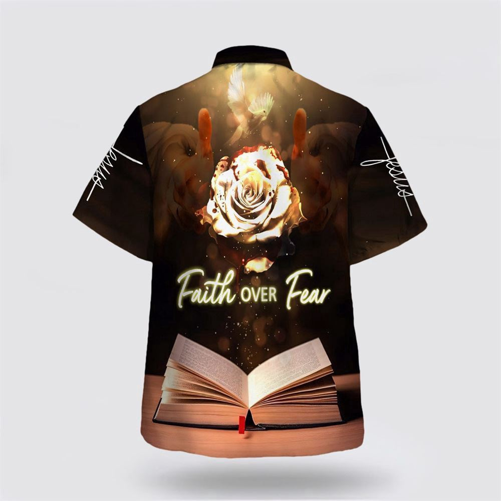 Christian Hawaiian Shirt, Faith Over Fear Hawaiian Shirts For Men, Christian Aloha Shirt