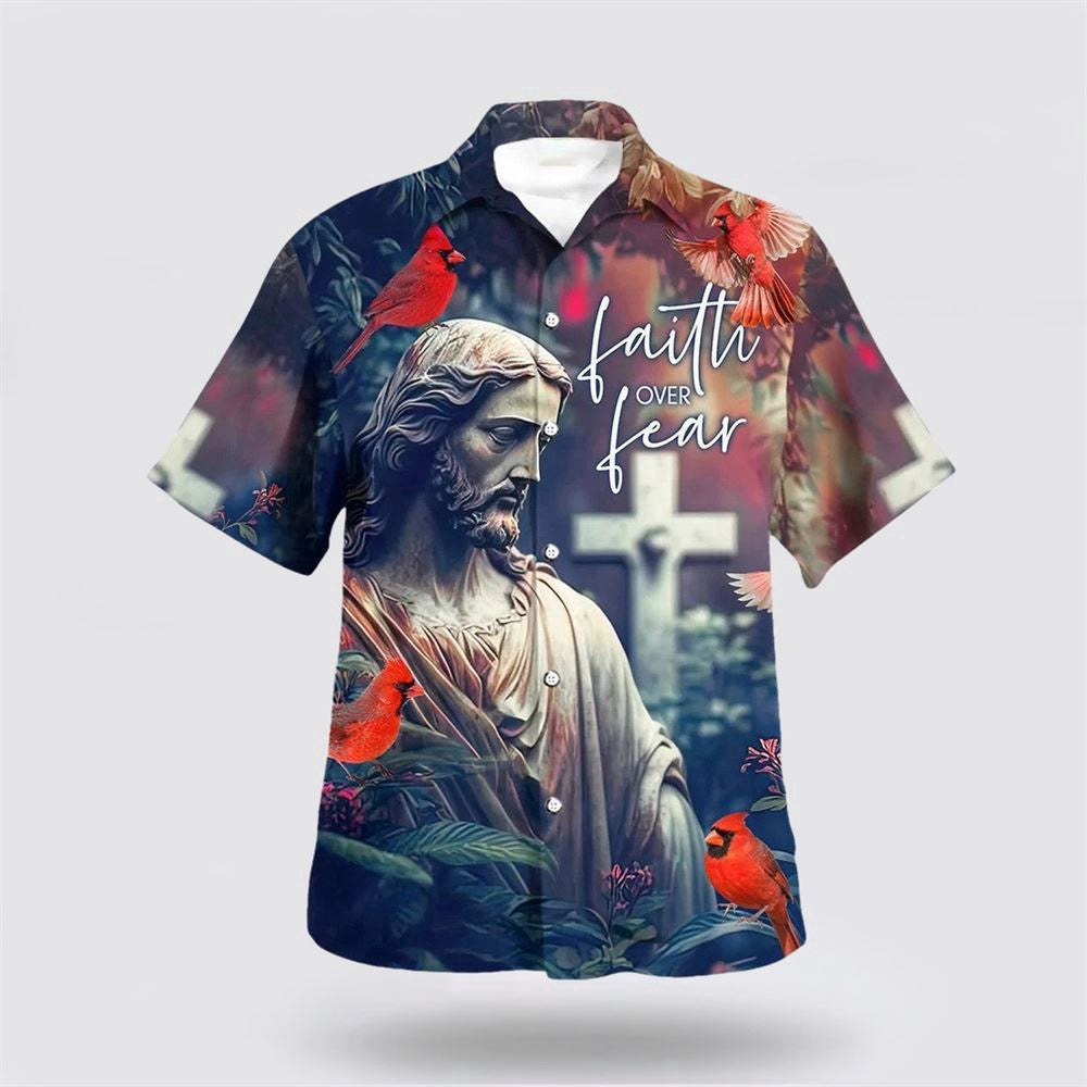 Christian Hawaiian Shirt, Faith Over Fear Hummingbird Hawaiian Shirt, Christian Aloha Shirt
