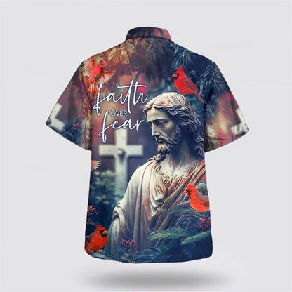 Christian Hawaiian Shirt, Faith Over Fear Hummingbird Hawaiian Shirt, Christian Aloha Shirt