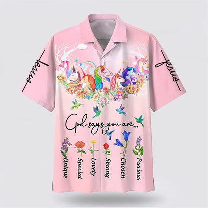 Christian Hawaiian Shirt, God Say You Are Unicorn And Hummingbird Hawaiian Shirt, Christian Aloha Shirt