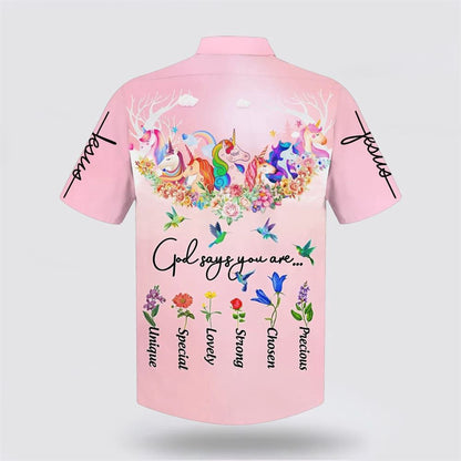 Christian Hawaiian Shirt, God Say You Are Unicorn And Hummingbird Hawaiian Shirt, Christian Aloha Shirt