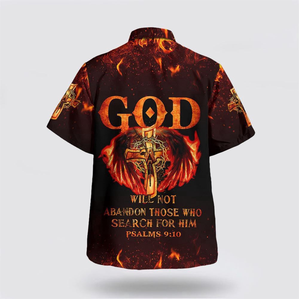 Christian Hawaiian Shirt, God Will Not Abandon Those Who Search For Him Jesus Cross Hawaiian Shirt, Christian Aloha Shirt