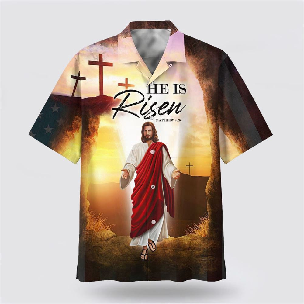 Christian Hawaiian Shirt, He Is Risen Hawaiian Shirt, Jesus Leaves The Tomb Hawaiian Shirt, Christian Aloha Shirt