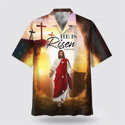 Christian Hawaiian Shirt, He Is Risen Hawaiian Shirt, Jesus Leaves The Tomb Hawaiian Shirt, Christian Aloha Shirt