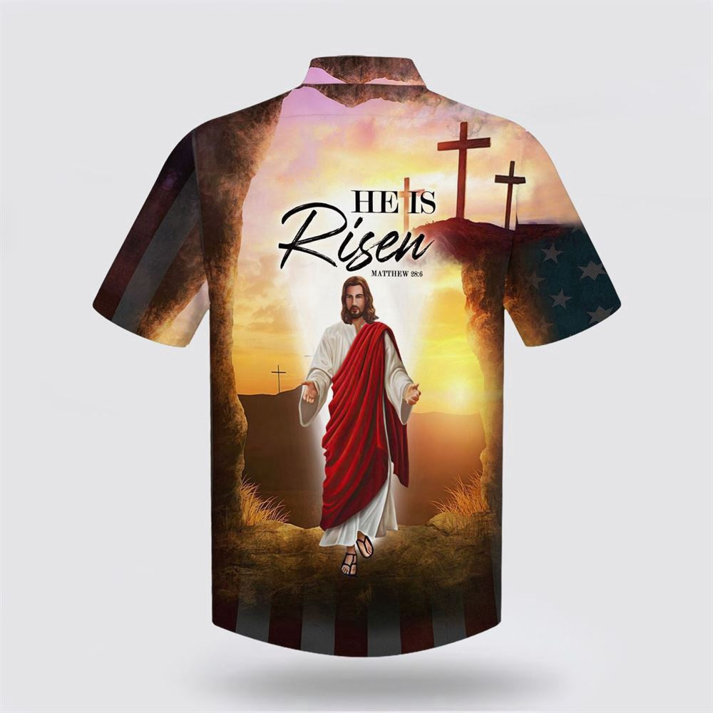 Christian Hawaiian Shirt, He Is Risen Hawaiian Shirt, Jesus Leaves The Tomb Hawaiian Shirt, Christian Aloha Shirt