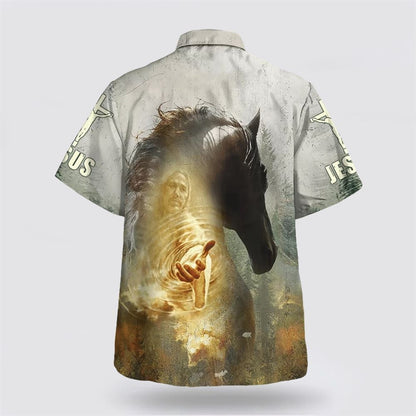 Christian Hawaiian Shirt, Horse And Jesus Faith Over Fear Hawaiian Shirt, Christian Aloha Shirt