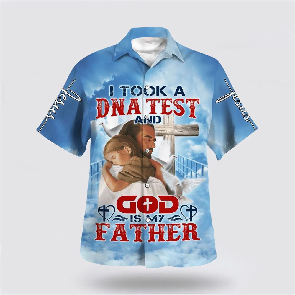Christian Hawaiian Shirt, I Took A Dna Test And God Is My Father Jesus And Baby Hawaiian Shirt, Christian Aloha Shirt