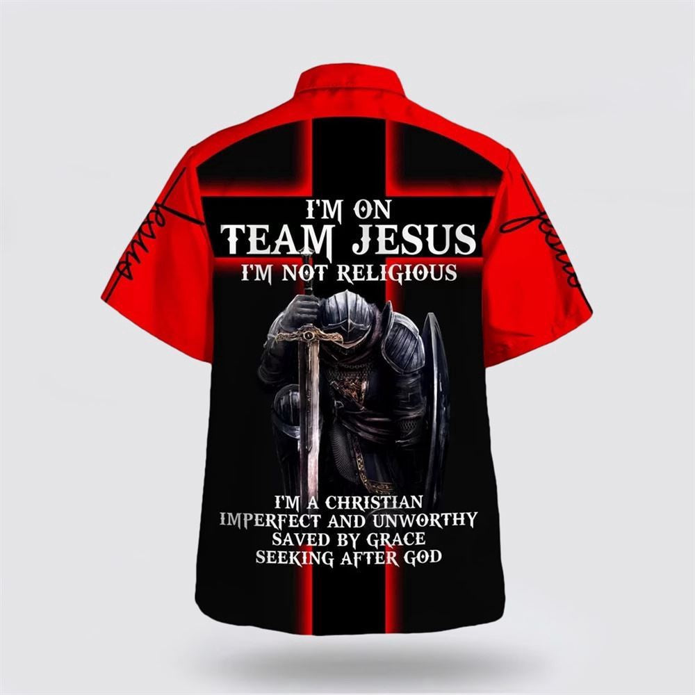 Christian Hawaiian Shirt, I'm On Team Jesus I'm Not Religious Hawaiian Shirt, Christian Aloha Shirt