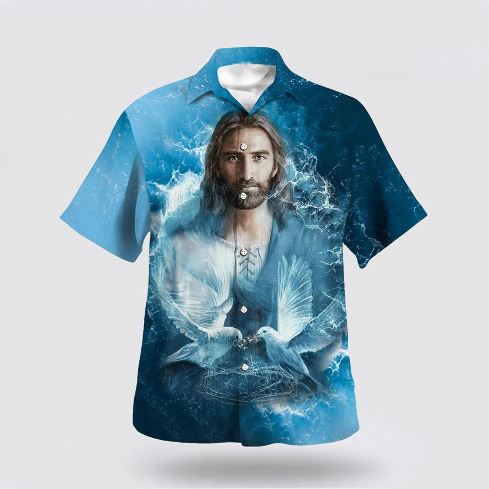Christian Hawaiian Shirt, Jesus And Dove Hawaiian Shirt, Christian Aloha Shirt