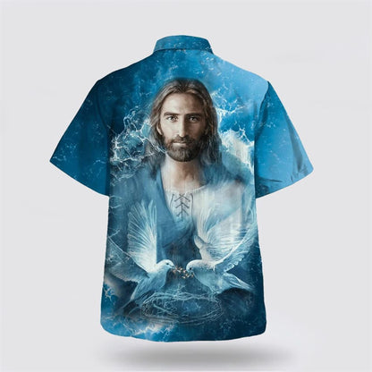 Christian Hawaiian Shirt, Jesus And Dove Hawaiian Shirt, Christian Aloha Shirt