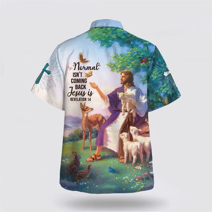 Christian Hawaiian Shirt, Jesus And The Lambs Normal Isn't Coming Back Hawaiian Shirt, Christian Aloha Shirt