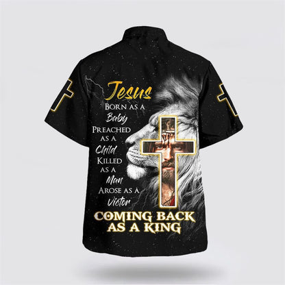 Christian Hawaiian Shirt, Jesus Born As A Baby Lion Cross Hawaiian Shirt, Christian Aloha Shirt