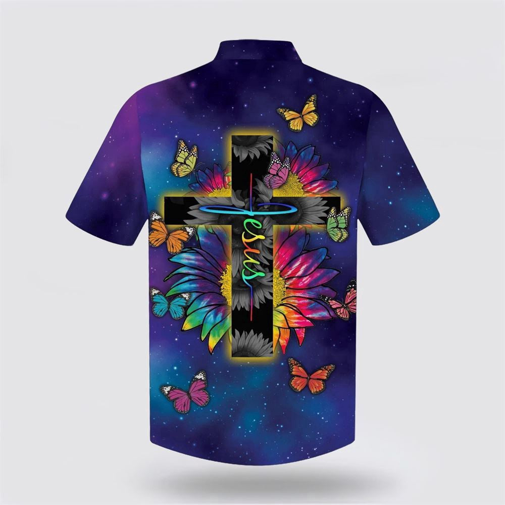 Christian Hawaiian Shirt, Jesus Butterfly Sunflower Hawaiian Shirt, Christian Aloha Shirt
