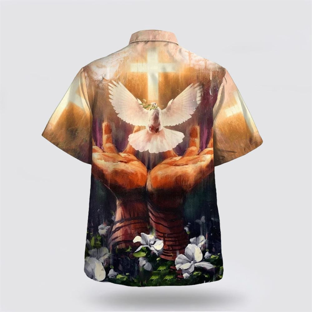 Christian Hawaiian Shirt, Jesus Christ Hand Hold Dove Hawaiian Shirt, Christian Aloha Shirt