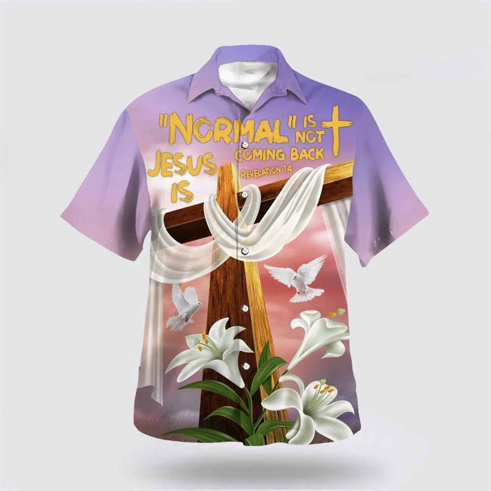 Christian Hawaiian Shirt, Jesus Cross Easter Lilies Flowers Hawaiian Shirt, Christian Aloha Shirt