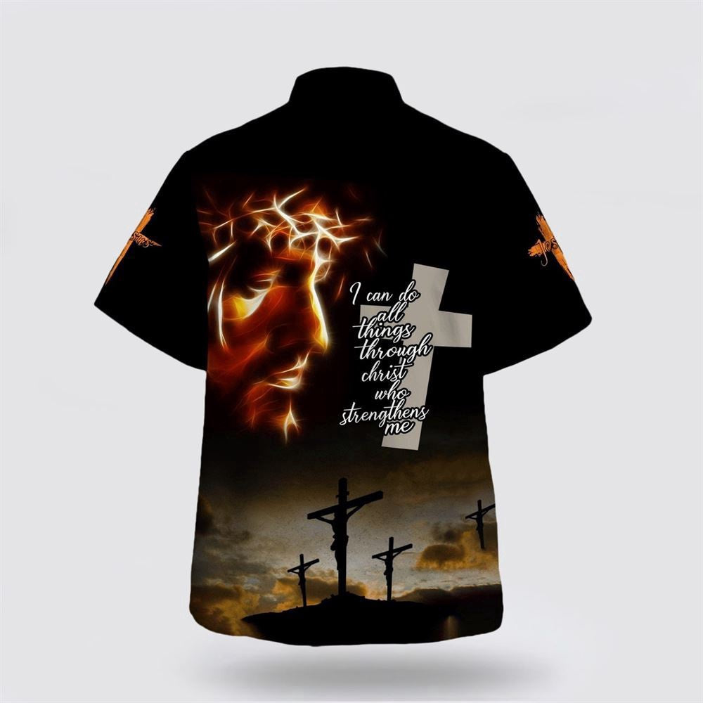 Christian Hawaiian Shirt, Jesus Crown Of Thorns I Can Do All Things Hawaiian Shirt, Christian Aloha Shirt