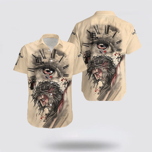 Christian Hawaiian Shirt, Jesus Eye Clock Hawaiian Shirt, Christian Aloha Shirt
