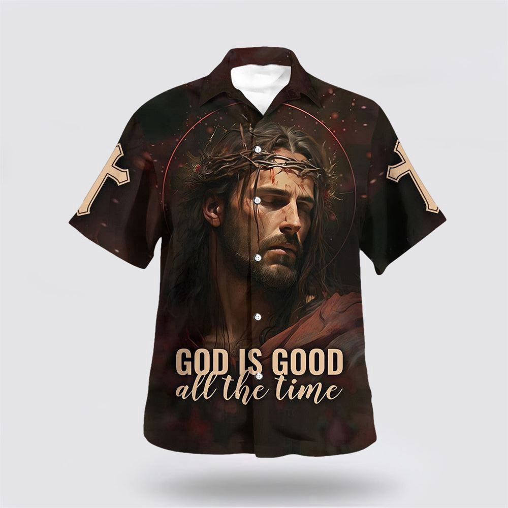 Christian Hawaiian Shirt, Jesus Face God Is Good All The Time Hawaiian Shirt, Christian Aloha Shirt