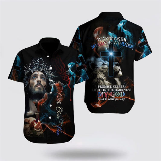 Christian Hawaiian Shirt, Jesus Faith Over Fear Religion Hawaiian Shirt, Christian Aloha Shirt