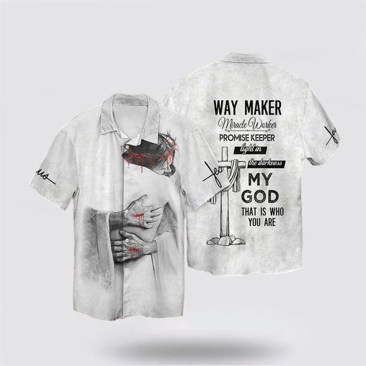 Christian Hawaiian Shirt, Jesus God Way Maker Miracle Worker Promise Keeper Light In The Darkness My God Hawaiian Shirt, Christian Aloha Shirt