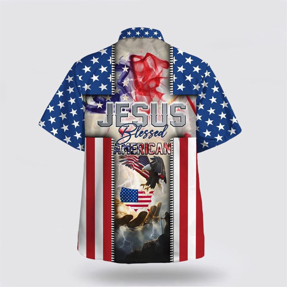 Christian Hawaiian Shirt, Jesus Hand Jesus Blessed American Hawaiian Shirt, Christian Aloha Shirt