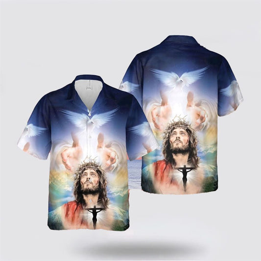 Christian Hawaiian Shirt, Jesus Hand Of God Dove Hawaiian Shirt, Christian Aloha Shirt