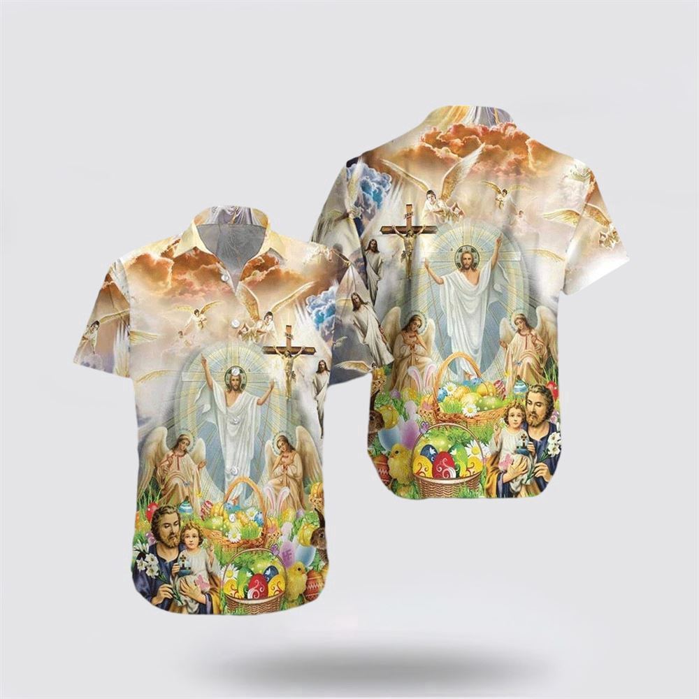Christian Hawaiian Shirt, Jesus Happy Easter Hawaiian Shirt, Christian Aloha Shirt