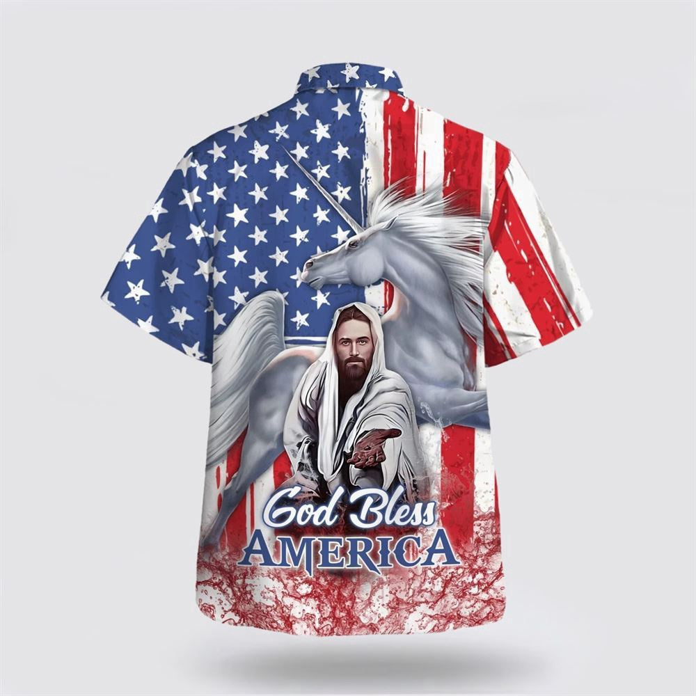 Christian Hawaiian Shirt, Jesus Horse God Bless America Hawaiian Shirt, Christian Aloha Shirt