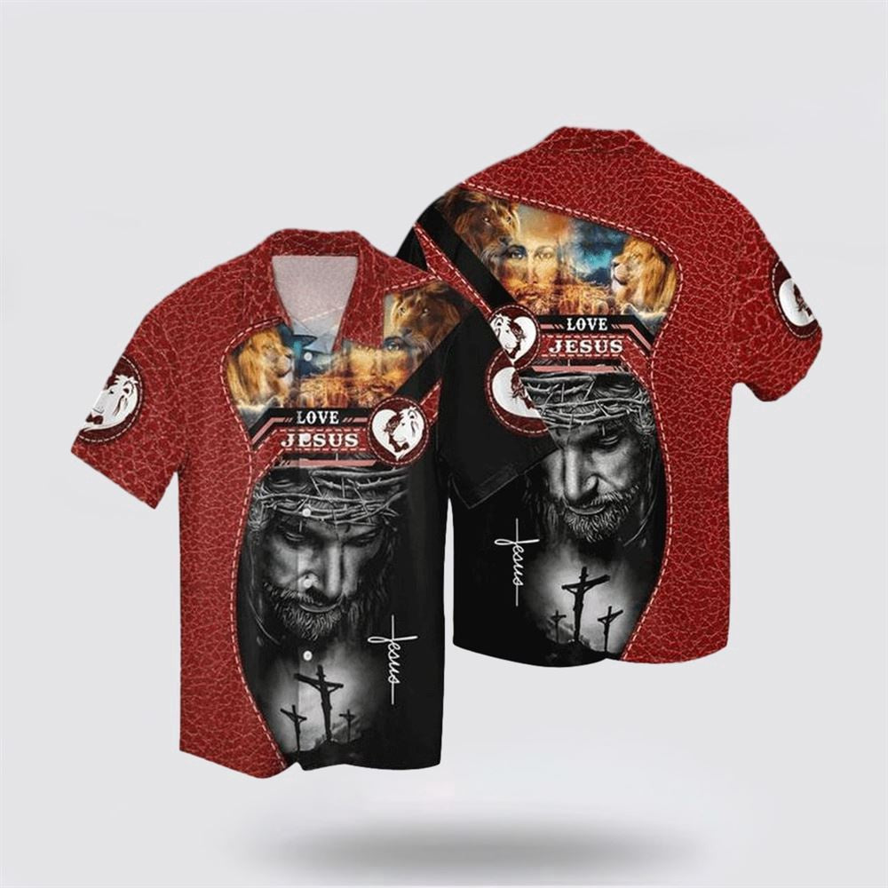 Christian Hawaiian Shirt, Jesus In Heart Red Hawaiian Shirt, Christian Aloha Shirt