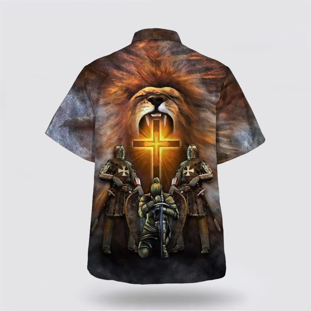 Christian Hawaiian Shirt, Jesus Is My Savior A Child Of God A Man Of Faith A Warrior Of Christ Lion Cross Hawaiian Shirt, Christian Aloha Shirt