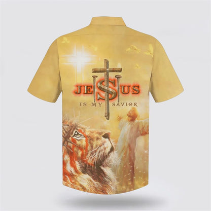 Christian Hawaiian Shirt, Jesus Is My Savior Hawaiian Shirt, Jesus Arms Wide Open Hawaiian Shirts, Christian Aloha Shirt