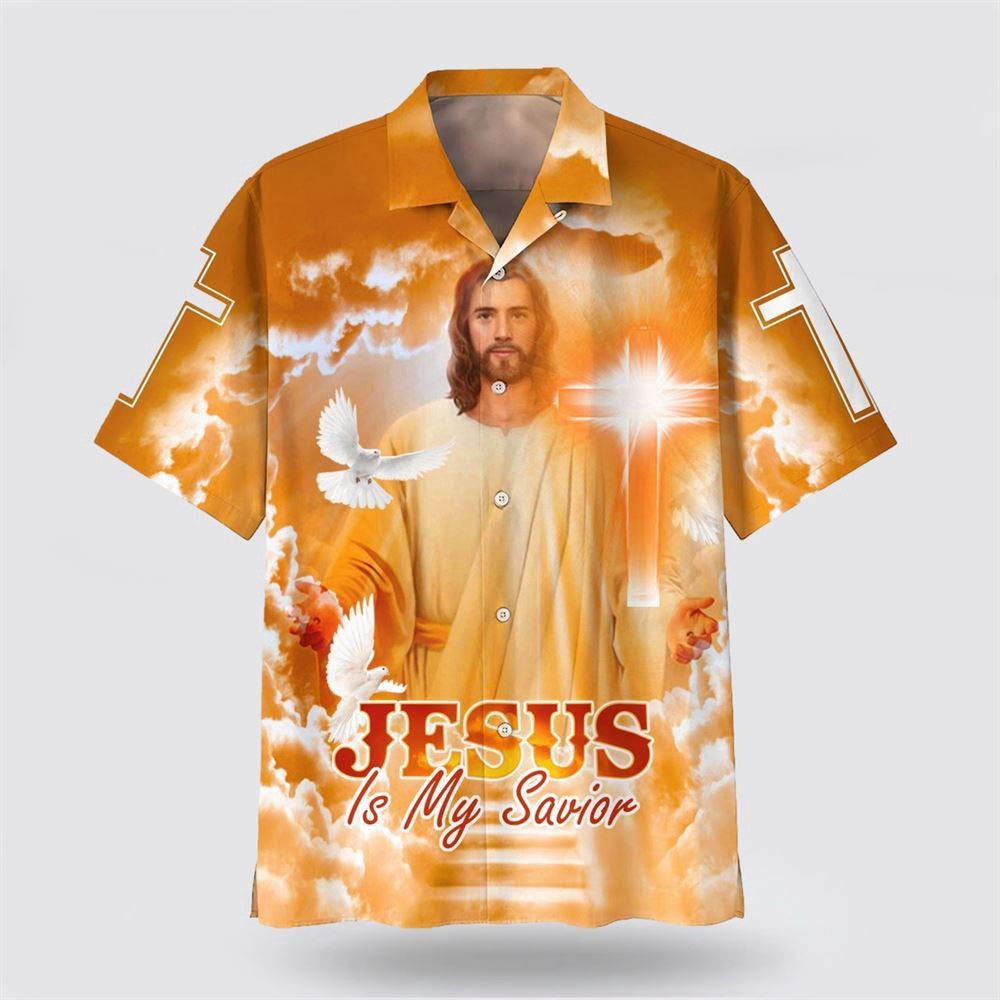 Christian Hawaiian Shirt, Jesus Is My Savior Hawaiian Shirt, Jesus Christ In Heaven Hawaiian Shirts, Christian Aloha Shirt