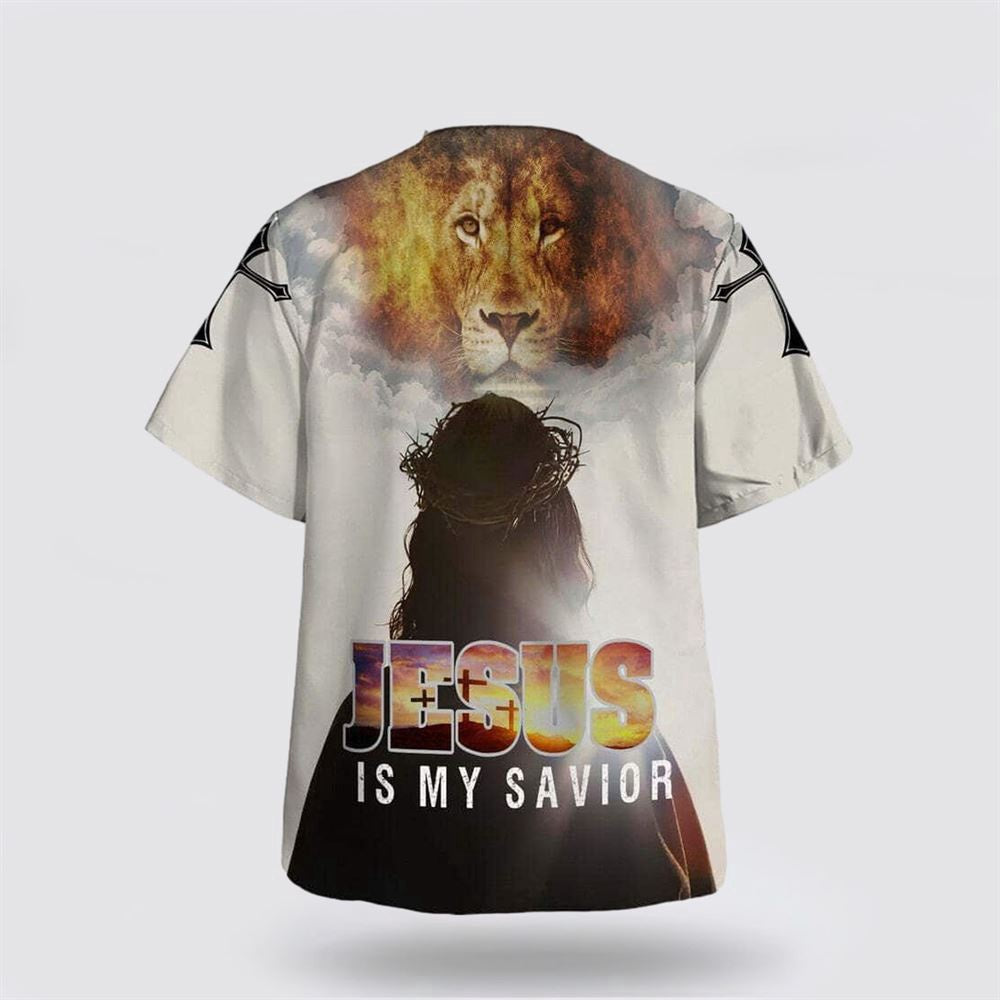 Christian Hawaiian Shirt, Jesus Is My Savior Jesus And The King Lion Christian Clothing Hawaii, Christian Aloha Shirt