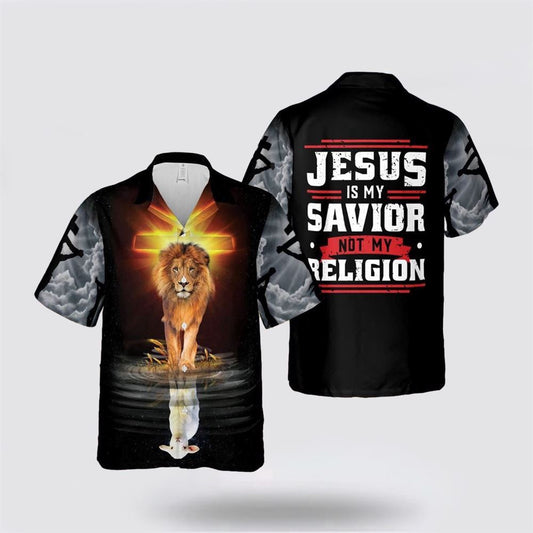 Christian Hawaiian Shirt, Jesus Is My Savior Jesus Lion Lamp Hawaiian Shirt, Christian Aloha Shirt