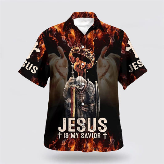 Christian Hawaiian Shirt, Jesus Is My Savior Warrior Hawaiian Shirt, Christian Aloha Shirt