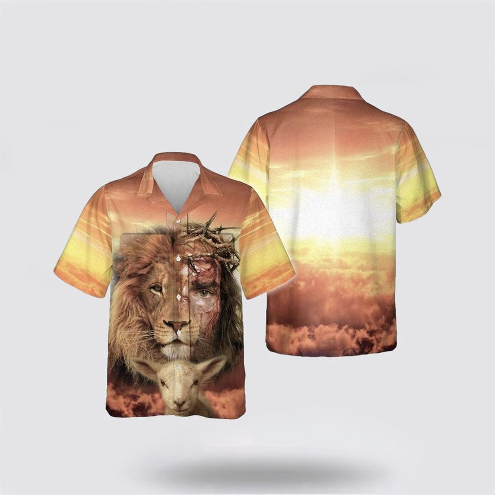 Christian Hawaiian Shirt, Jesus Is Risen Lion God Hawaiian Shirt, Christian Aloha Shirt