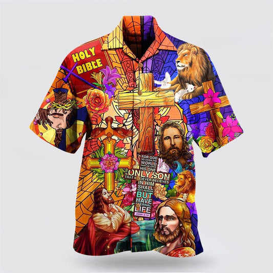 Christian Hawaiian Shirt, Jesus Lion And Flowers Cool Hawaiian Shirts, Christian Aloha Shirt
