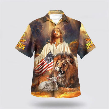 Christian Hawaiian Shirt, Jesus Lion And The Lamb Hawaiian Shirts, Christian Aloha Shirt