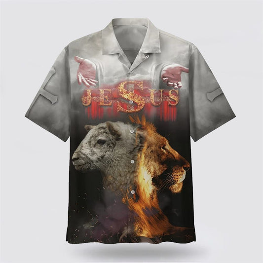 Christian Hawaiian Shirt, Jesus Lion And The Sheep Hawaiian Shirts, Christian Aloha Shirt