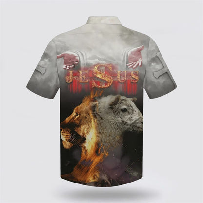 Christian Hawaiian Shirt, Jesus Lion And The Sheep Hawaiian Shirts, Christian Aloha Shirt