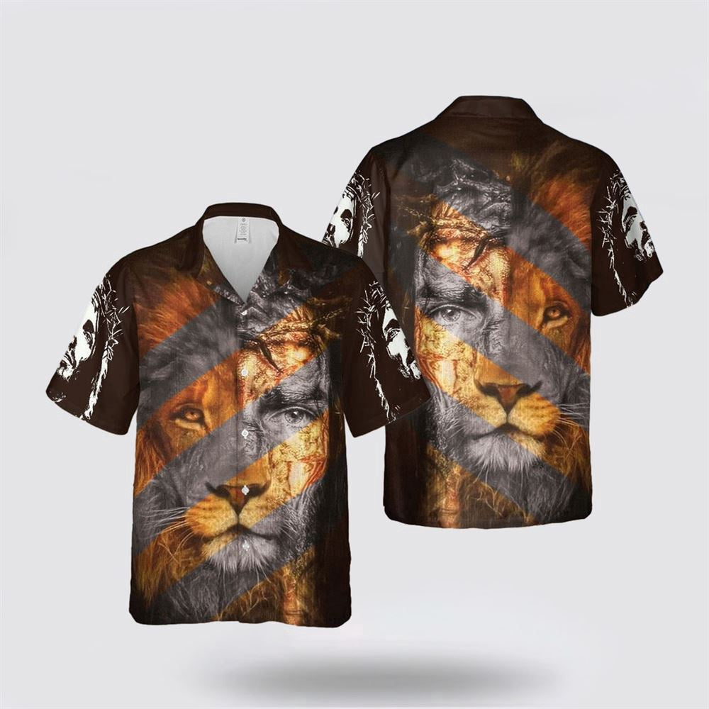 Christian Hawaiian Shirt, Jesus Lion Hawaiian Shirt For Men, Christian Aloha Shirt