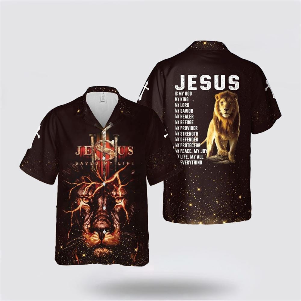 Christian Hawaiian Shirt, Jesus Lion Jesus Is My God Hawaiian Shirt, Christian Aloha Shirt