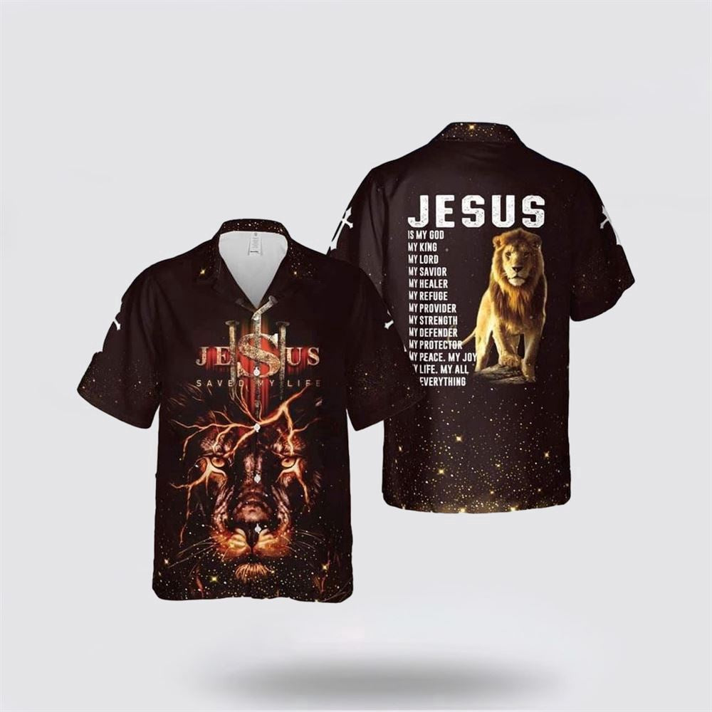 Christian Hawaiian Shirt, Jesus Lion Jesus Is My God My Everything Religious Religion Hawaiian Shirt, Christian Aloha Shirt