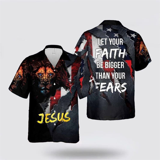 Christian Hawaiian Shirt, Jesus Lion Let's Your Faith Be Bigger Than Your Fears 1 Hawaiian Shirt, Christian Aloha Shirt