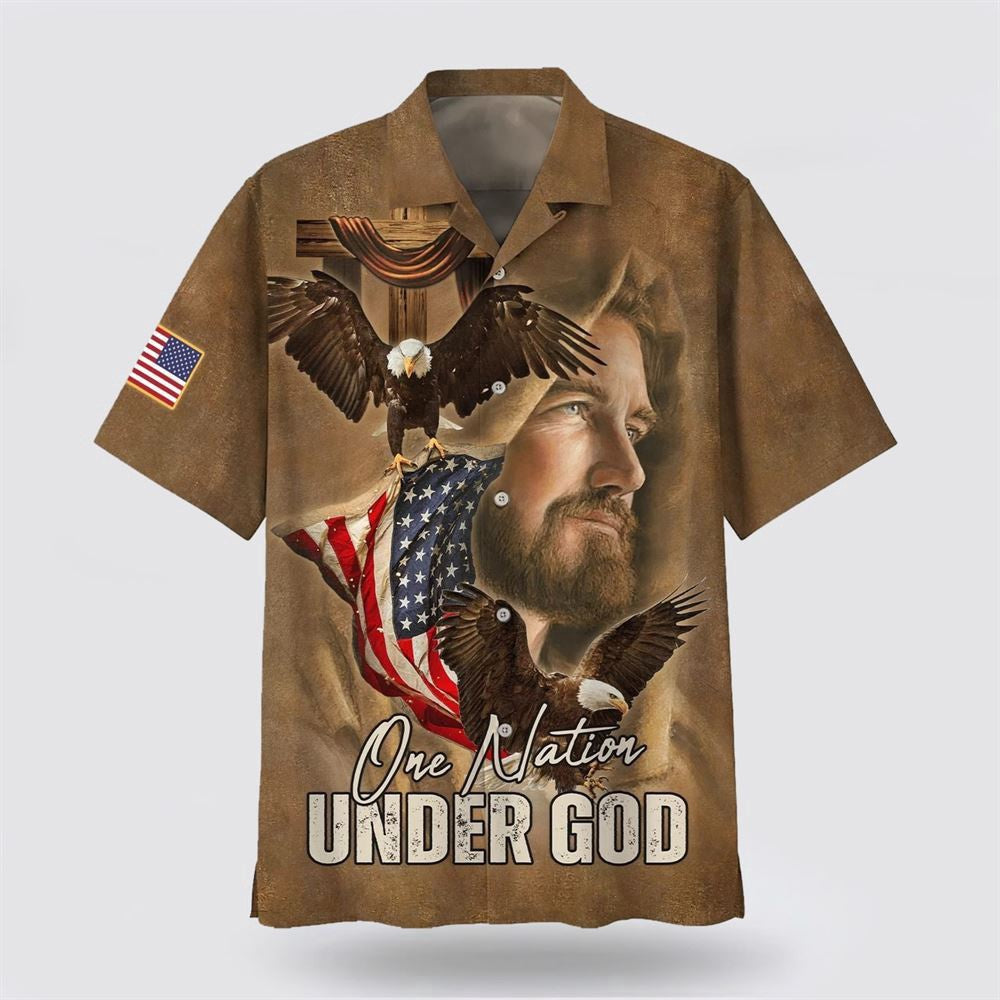 Christian Hawaiian Shirt, Jesus One Nation Under God Hawaiian Shirts, Christian Aloha Shirt
