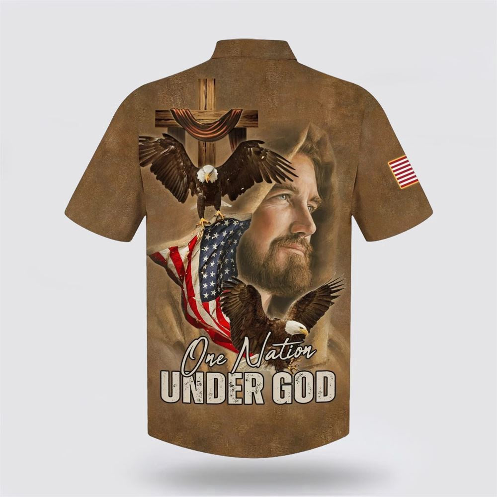 Christian Hawaiian Shirt, Jesus One Nation Under God Hawaiian Shirts, Christian Aloha Shirt
