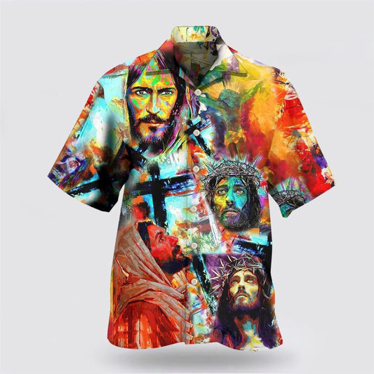Christian Hawaiian Shirt, Jesus Peace Life Color Hawaiian Shirts, Christian Aloha Shirt