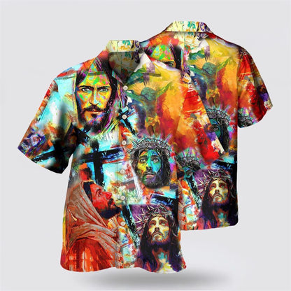 Christian Hawaiian Shirt, Jesus Peace Life Color Hawaiian Shirts, Christian Aloha Shirt